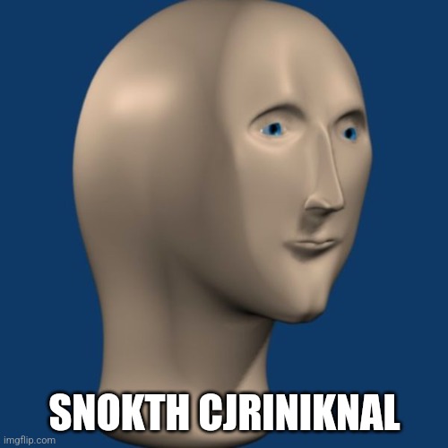 meme man | SNOKTH CJRINIKNAL | image tagged in meme man | made w/ Imgflip meme maker