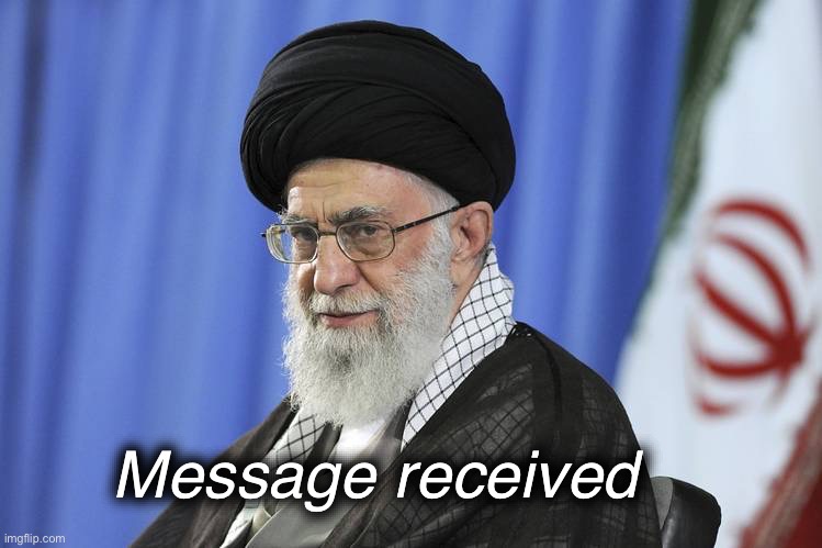 Paging Hezbollah - KABOOM!! | Message received | image tagged in iran's supreme leader ali khamenei | made w/ Imgflip meme maker