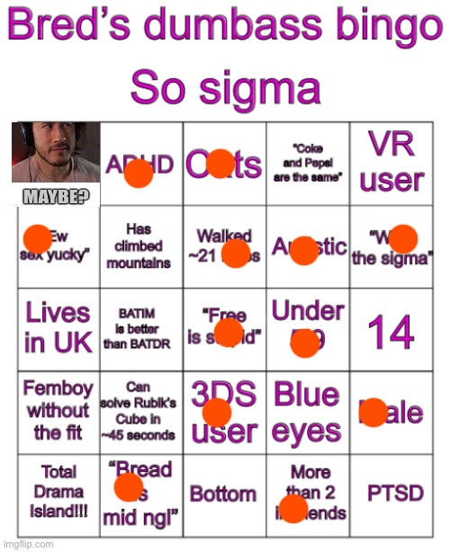 Bred’s stupid bingo | image tagged in bred s stupid bingo | made w/ Imgflip meme maker