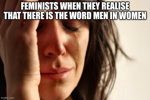 har har | FEMINISTS WHEN THEY REALISE THAT THERE IS THE WORD MEN IN WOMEN | image tagged in memes,first world problems | made w/ Imgflip meme maker