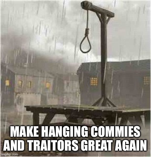 Gallows | MAKE HANGING COMMIES AND TRAITORS GREAT AGAIN | image tagged in gallows | made w/ Imgflip meme maker