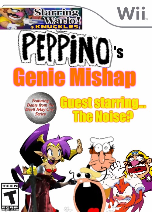 A New Wii Game | 's; Genie Mishap; Guest starring... The Noise? | image tagged in wii,image tags | made w/ Imgflip meme maker