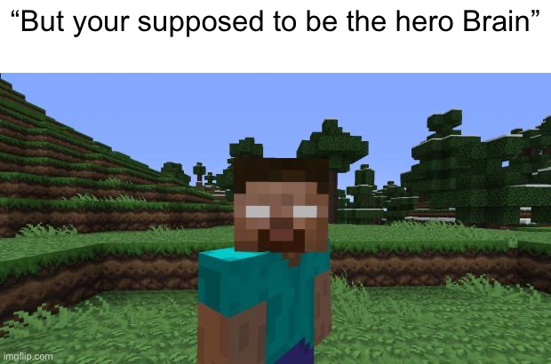 How the movie is gunna end | “But your supposed to be the hero Brain” | image tagged in herobrine | made w/ Imgflip meme maker