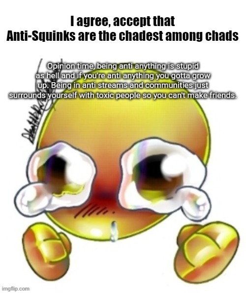 I agree, accept that Anti-Squinks are the chadest among chads | made w/ Imgflip meme maker