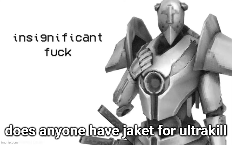 insignificant fuck | does anyone have jaket for ultrakill | image tagged in insignificant fuck | made w/ Imgflip meme maker