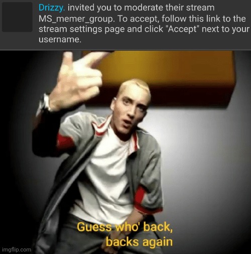 W drizzy | image tagged in guess who's back back again | made w/ Imgflip meme maker