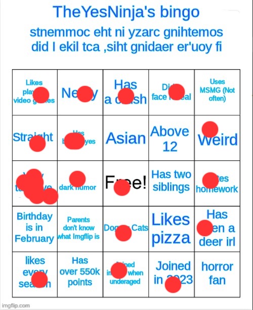 image tagged in theyesninja's bingo | made w/ Imgflip meme maker