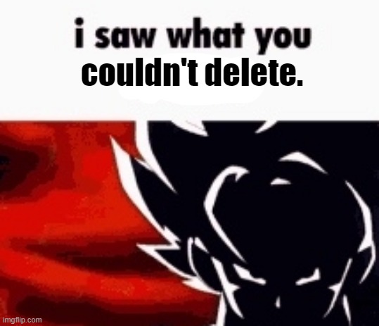 i saw what you deleted | couldn't delete. | image tagged in i saw what you deleted | made w/ Imgflip meme maker