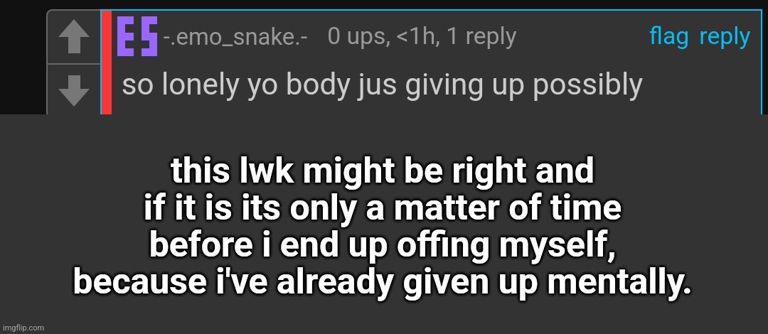 if i vanish, now yk why. | this lwk might be right and if it is its only a matter of time before i end up offing myself, because i've already given up mentally. | image tagged in memes,blank transparent square | made w/ Imgflip meme maker
