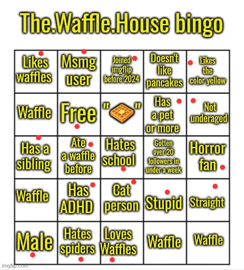 The.waffle.house bingo | image tagged in the waffle house bingo | made w/ Imgflip meme maker