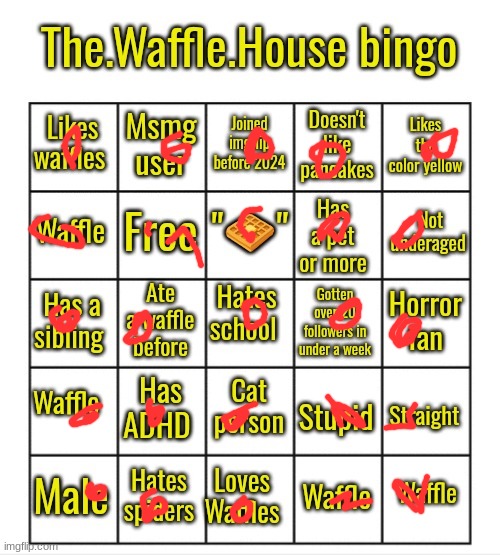 image tagged in the waffle house bingo | made w/ Imgflip meme maker