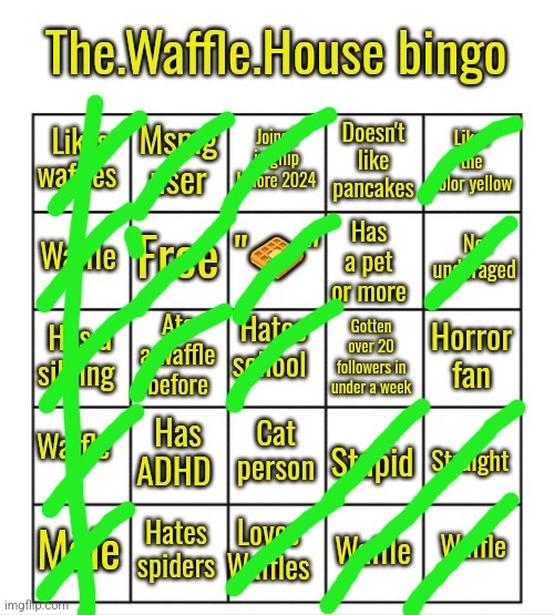 Hate me all you want, both pancakes and waffles are good. | image tagged in the waffle house bingo | made w/ Imgflip meme maker