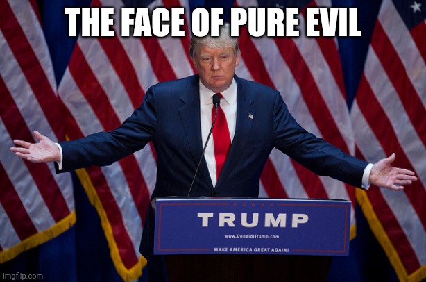 Donald Trump | THE FACE OF PURE EVIL | image tagged in donald trump | made w/ Imgflip meme maker