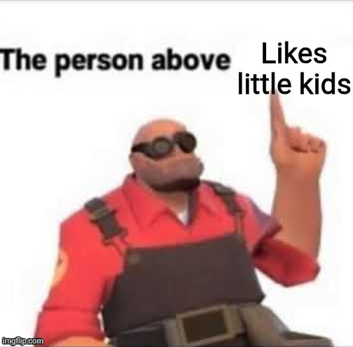 The person above | Likes little kids | image tagged in the person above | made w/ Imgflip meme maker