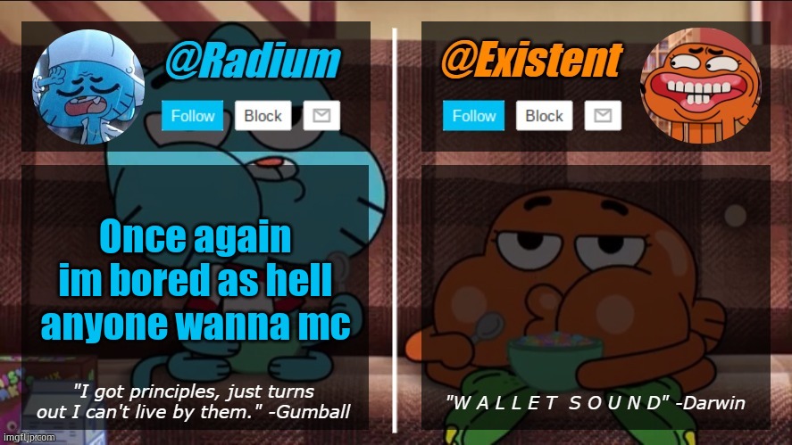 radium existent announcement temp | Once again im bored as hell anyone wanna mc | image tagged in radium existent announcement temp | made w/ Imgflip meme maker