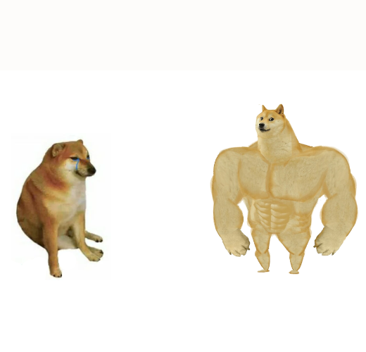 High Quality buff dog vs. cheems flip Blank Meme Template