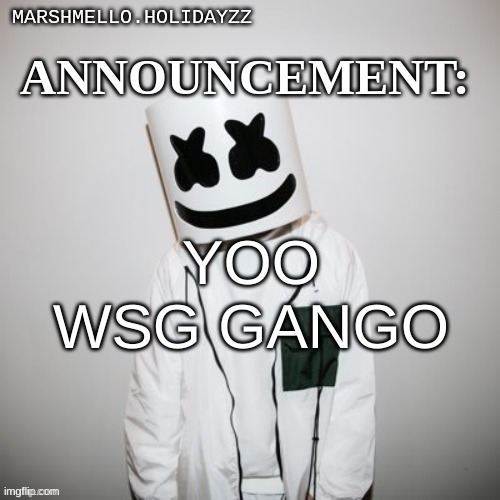 Marshmello | YOO WSG GANGO | image tagged in marshmello | made w/ Imgflip meme maker