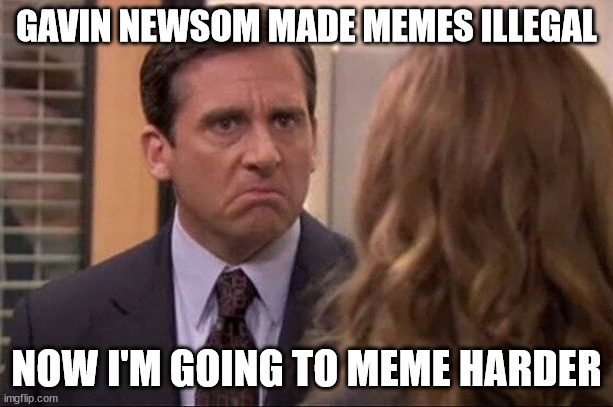 Newsom Makes Memes Illegal | GAVIN NEWSOM MADE MEMES ILLEGAL; NOW I'M GOING TO MEME HARDER | image tagged in you know what i'm gonna do it even harder | made w/ Imgflip meme maker