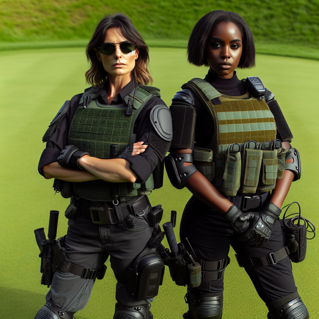 female Secret Service officers guard putting green Blank Meme Template