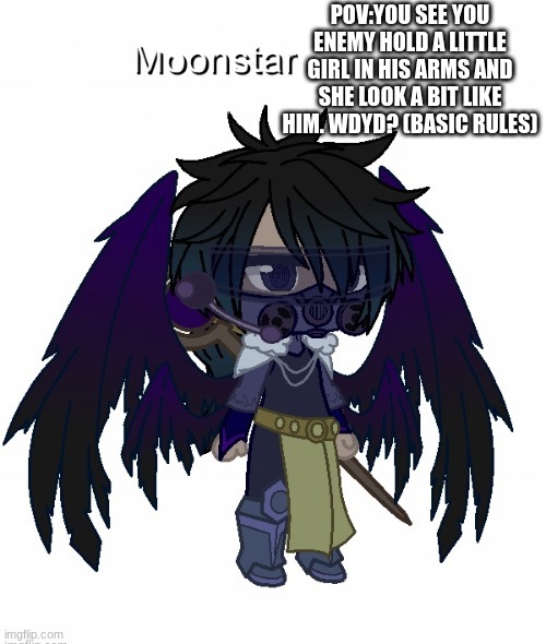 Moonstar | POV:YOU SEE YOU ENEMY HOLD A LITTLE GIRL IN HIS ARMS AND SHE LOOK A BIT LIKE HIM. WDYD? (BASIC RULES) | image tagged in moonstar | made w/ Imgflip meme maker