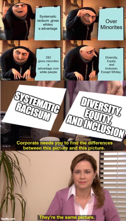IF you disagree please explain why you disagree . Show me the difference, without resorting to labeling.. | DIVERSITY, EQUITY, AND INCLUSION; SYSTEMATIC RACISUM | made w/ Imgflip meme maker