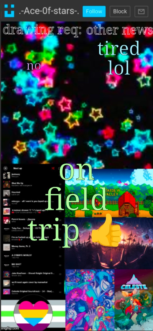 :3 | no; tired lol; on field trip 👍 | image tagged in if you see this i probably didn't add a title 3 | made w/ Imgflip meme maker