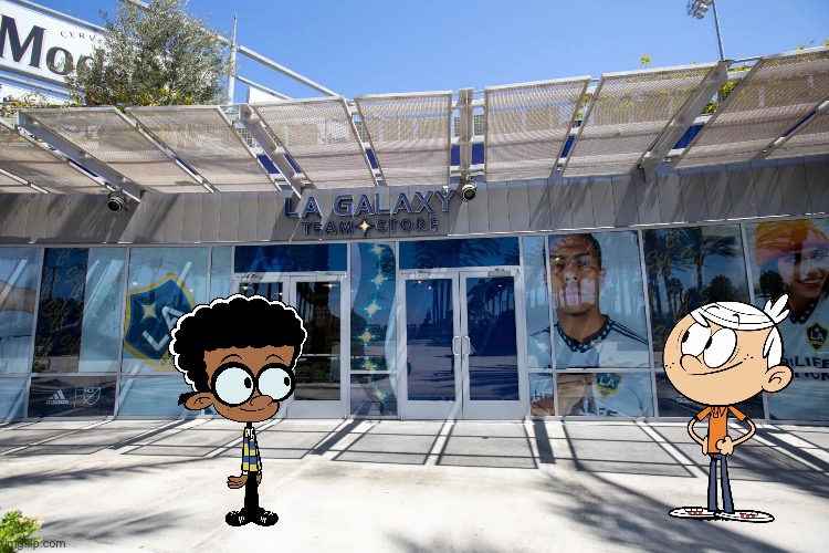 Clyde and Lincoln at LA Galaxy Store | image tagged in the loud house,nickelodeon,lincoln loud,soccer,sports,los angeles | made w/ Imgflip meme maker