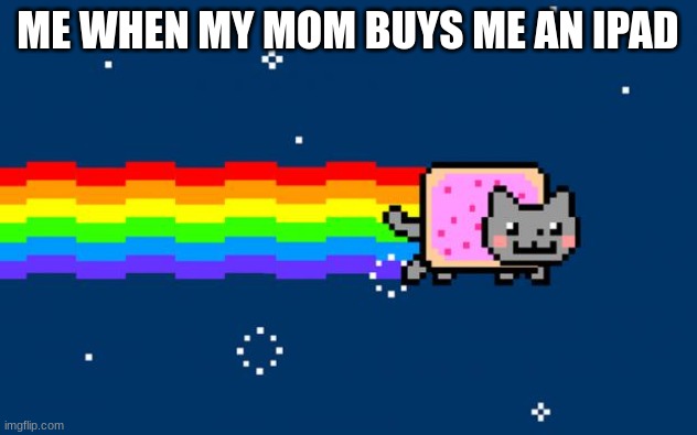 Nyan Cat | ME WHEN MY MOM BUYS ME AN IPAD | image tagged in nyan cat | made w/ Imgflip meme maker