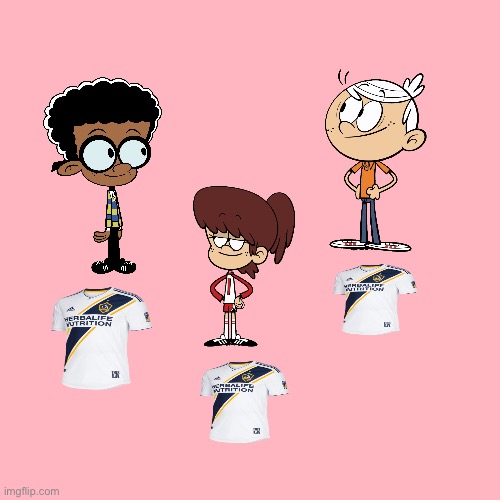 Lincoln, Lynn Jr and Clyde's LA Galaxy Shirts | image tagged in the loud house,nickelodeon,lincoln loud,soccer,sports,los angeles | made w/ Imgflip meme maker