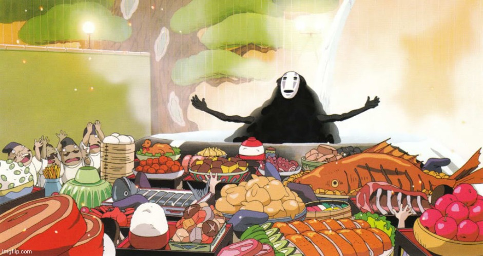 Me after getting three free periods in a row and doing nothing but watch ghibli movies | image tagged in when your food arrives,studio ghibli,school | made w/ Imgflip meme maker