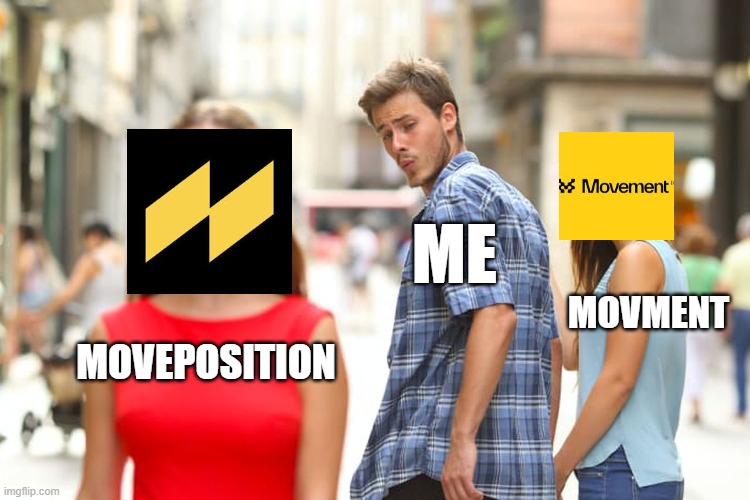 Moveposition | ME; MOVMENT; MOVEPOSITION | image tagged in memes,distracted boyfriend | made w/ Imgflip meme maker
