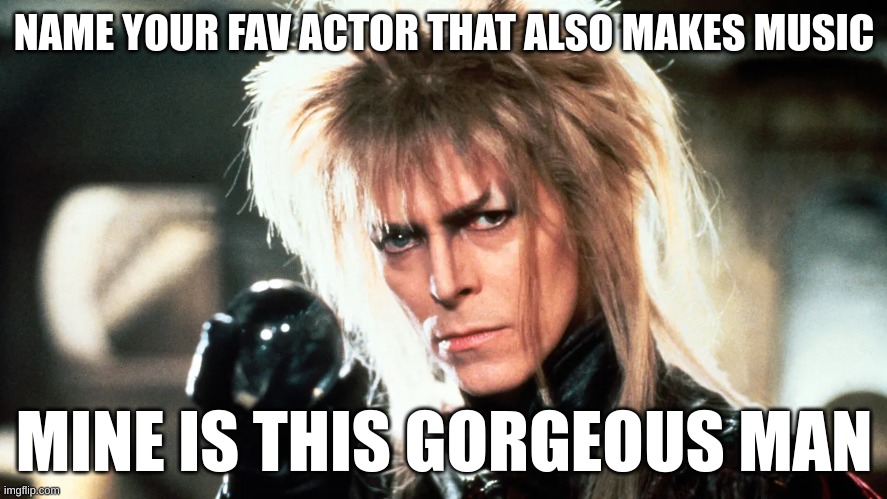 actors | NAME YOUR FAV ACTOR THAT ALSO MAKES MUSIC; MINE IS THIS GORGEOUS MAN | image tagged in david bowie,the labrynth | made w/ Imgflip meme maker