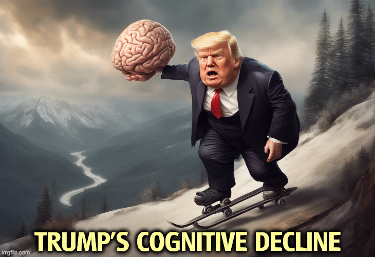 Trump has lost his mind. | TRUMP'S COGNITIVE DECLINE | image tagged in trump,cognitive decline,senile dementia,brain,mind | made w/ Imgflip meme maker