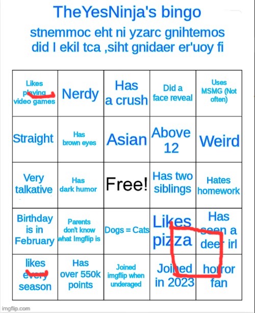 image tagged in theyesninja's bingo | made w/ Imgflip meme maker