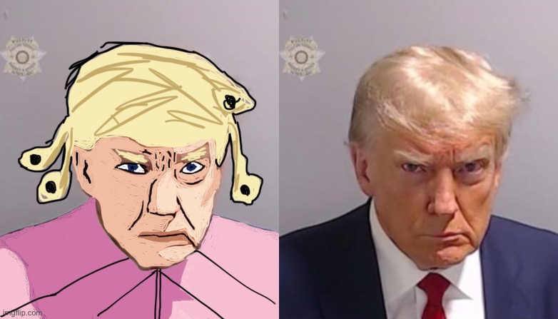 The real president’s mugshot. I know it looks like crap but it’s the thought that counts. | image tagged in jojo's bizarre adventure | made w/ Imgflip meme maker