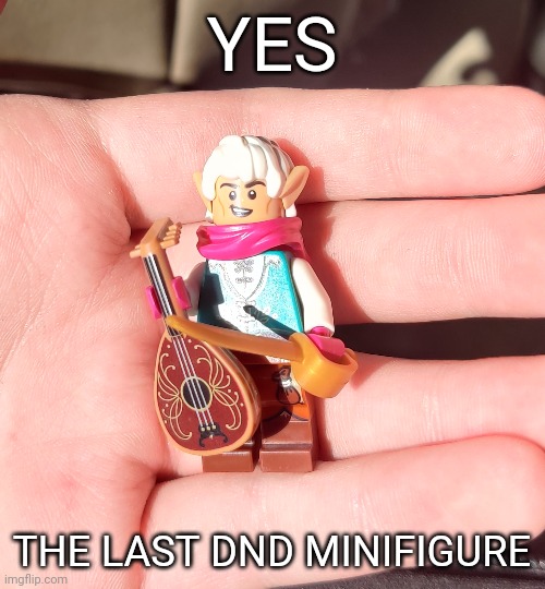 THIS F*CKING ELF BARD TOOK SO LONG TO FIND | YES; THE LAST DND MINIFIGURE | made w/ Imgflip meme maker