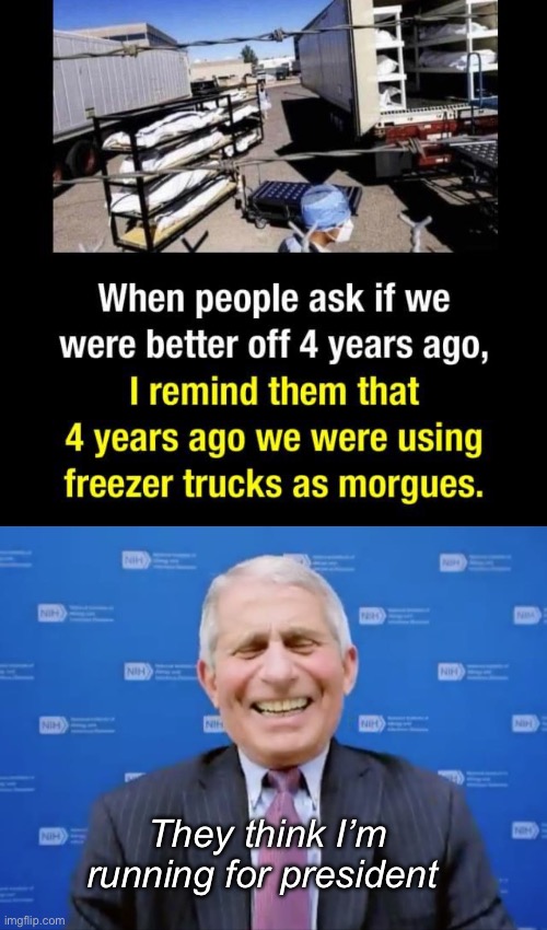 Not on the ticket | They think I’m running for president | image tagged in fauci laughs at the suckers,politics lol,memes | made w/ Imgflip meme maker