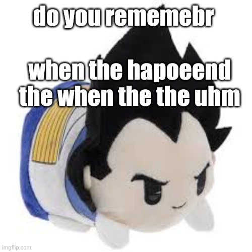 vegeta plush | do you rememebr; when the hapoeend the when the the uhm | image tagged in vegeta plush | made w/ Imgflip meme maker