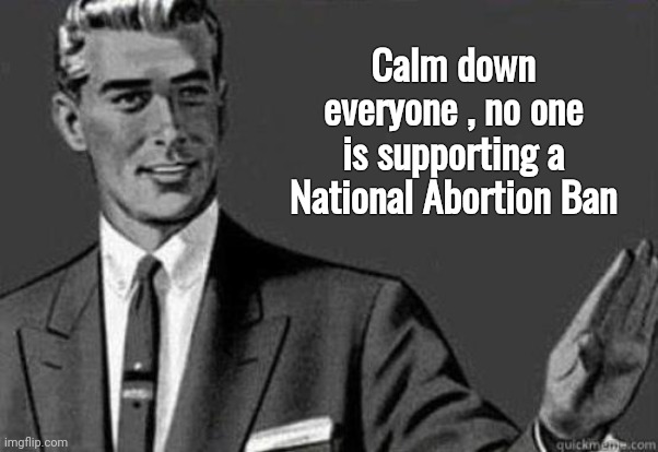 Democrats lying again | Calm down everyone , no one is supporting a National Abortion Ban | image tagged in calm down,panic at the disco,democrats,democratting,what they do,scare tactics | made w/ Imgflip meme maker