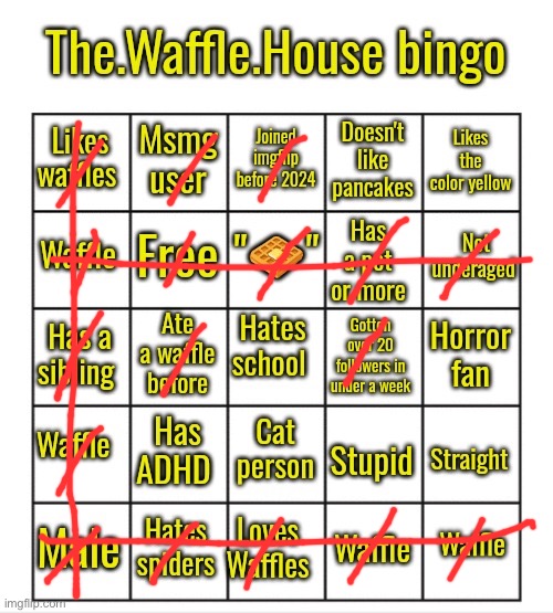 image tagged in the waffle house bingo | made w/ Imgflip meme maker