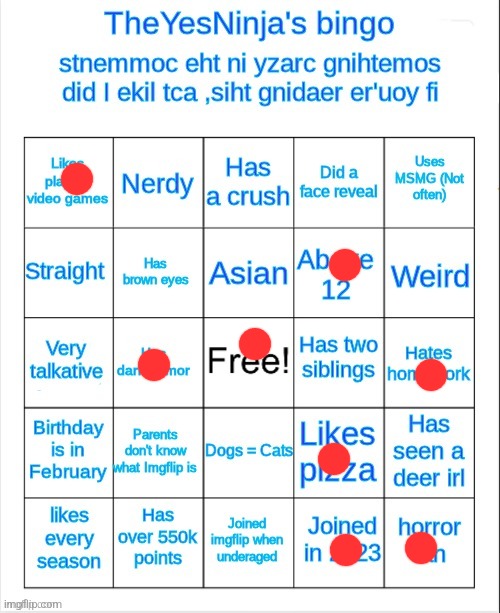 image tagged in theyesninja's bingo | made w/ Imgflip meme maker