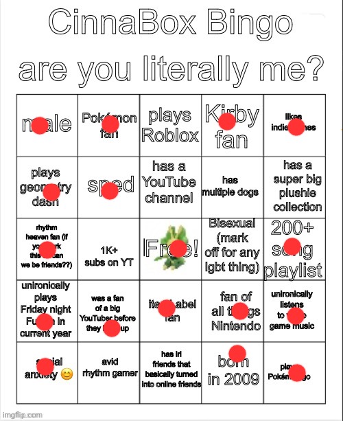 CinnaBox Bingo | image tagged in cinnabox bingo | made w/ Imgflip meme maker