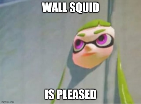 wake up new reaction image just dropped | WALL SQUID; IS PLEASED | image tagged in inkling | made w/ Imgflip meme maker