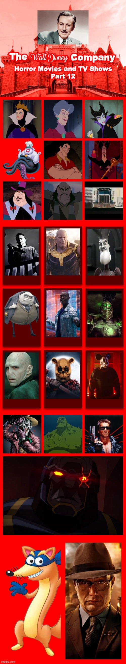 The Walt Disney Company Horror Movies and TV Shows Villains 12 Blank Meme Template