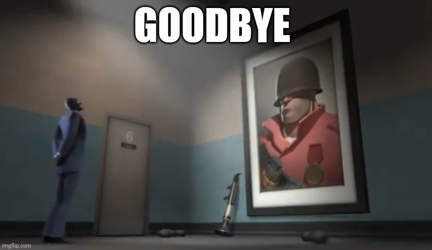 Spy looking at Rick may picture | GOODBYE | image tagged in spy looking at rick may picture | made w/ Imgflip meme maker