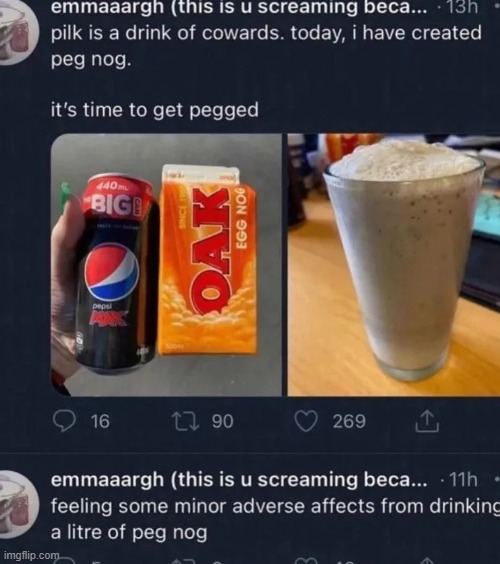 if this image gets 7 upvotes, i will make orange joe and peg nog and mix them together and chug a whole glass | made w/ Imgflip meme maker