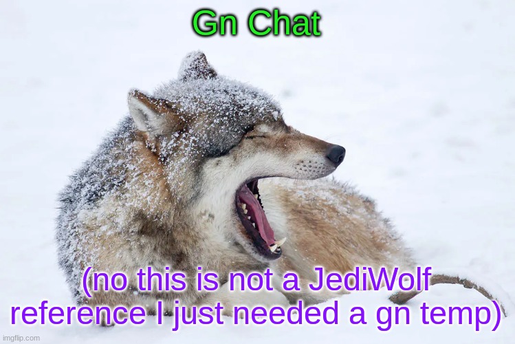 Yawning wolf | Gn Chat; (no this is not a JediWolf reference I just needed a gn temp) | image tagged in yawning wolf | made w/ Imgflip meme maker