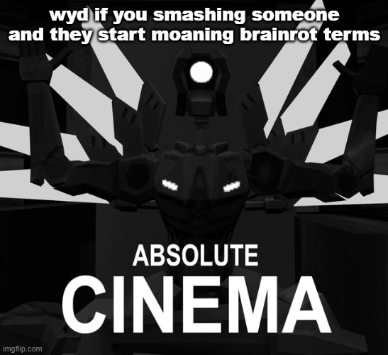 ABSOLUTE CINEMA | wyd if you smashing someone and they start moaning brainrot terms | image tagged in absolute cinema | made w/ Imgflip meme maker