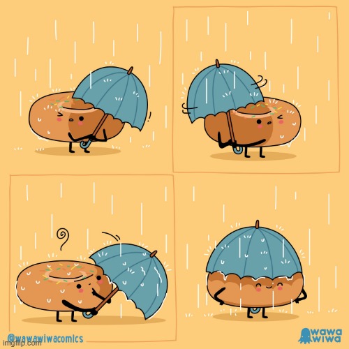 image tagged in donut,rain,umbrella | made w/ Imgflip meme maker