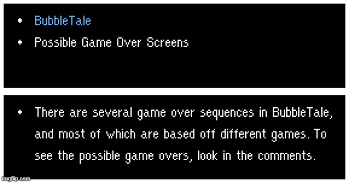 BubbleTale: Possible Game Over Screens (Chapters 1 and 2) | made w/ Imgflip meme maker